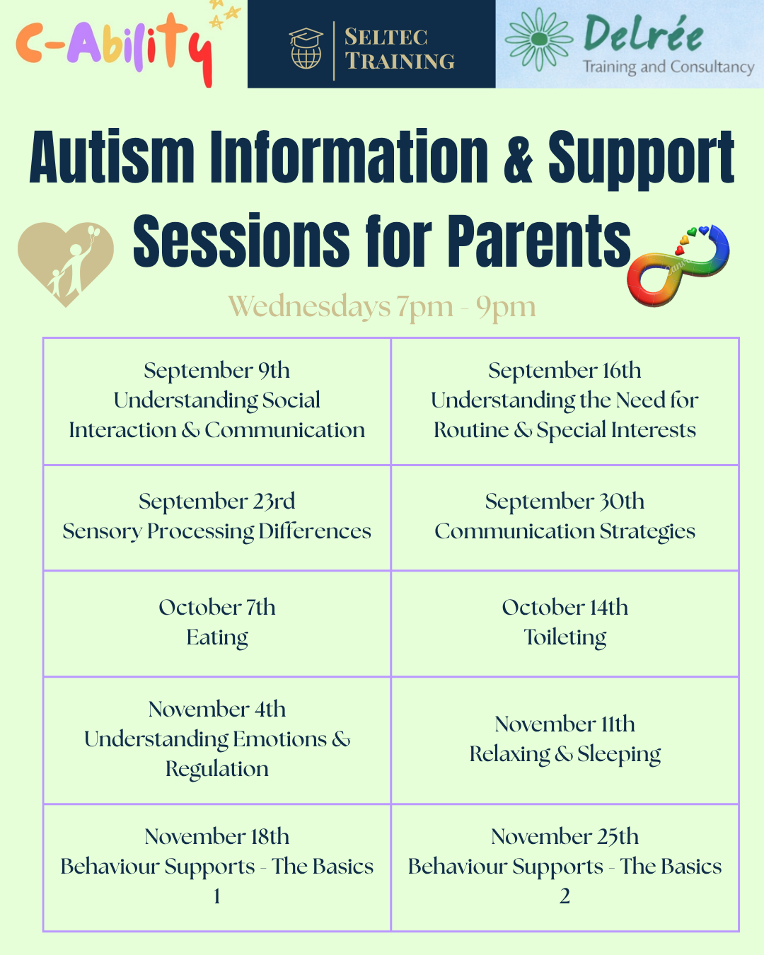 Autism Info Sessions - All 10 Evening Sessions